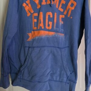 American Eagle Outfitters Blue Hoodie with Orange Print